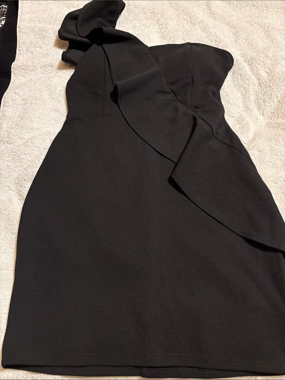 Shinestar Black One-Shoulder Ruffle Cocktail Dress